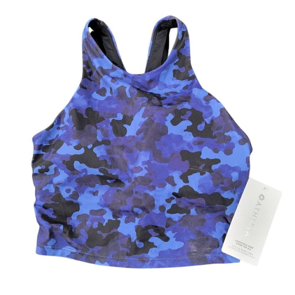 NEW Athleta Conscious Crop Bikini Sport Bra Padded Crop Size A C Yoga Gym Camo - Picture 2 of 5